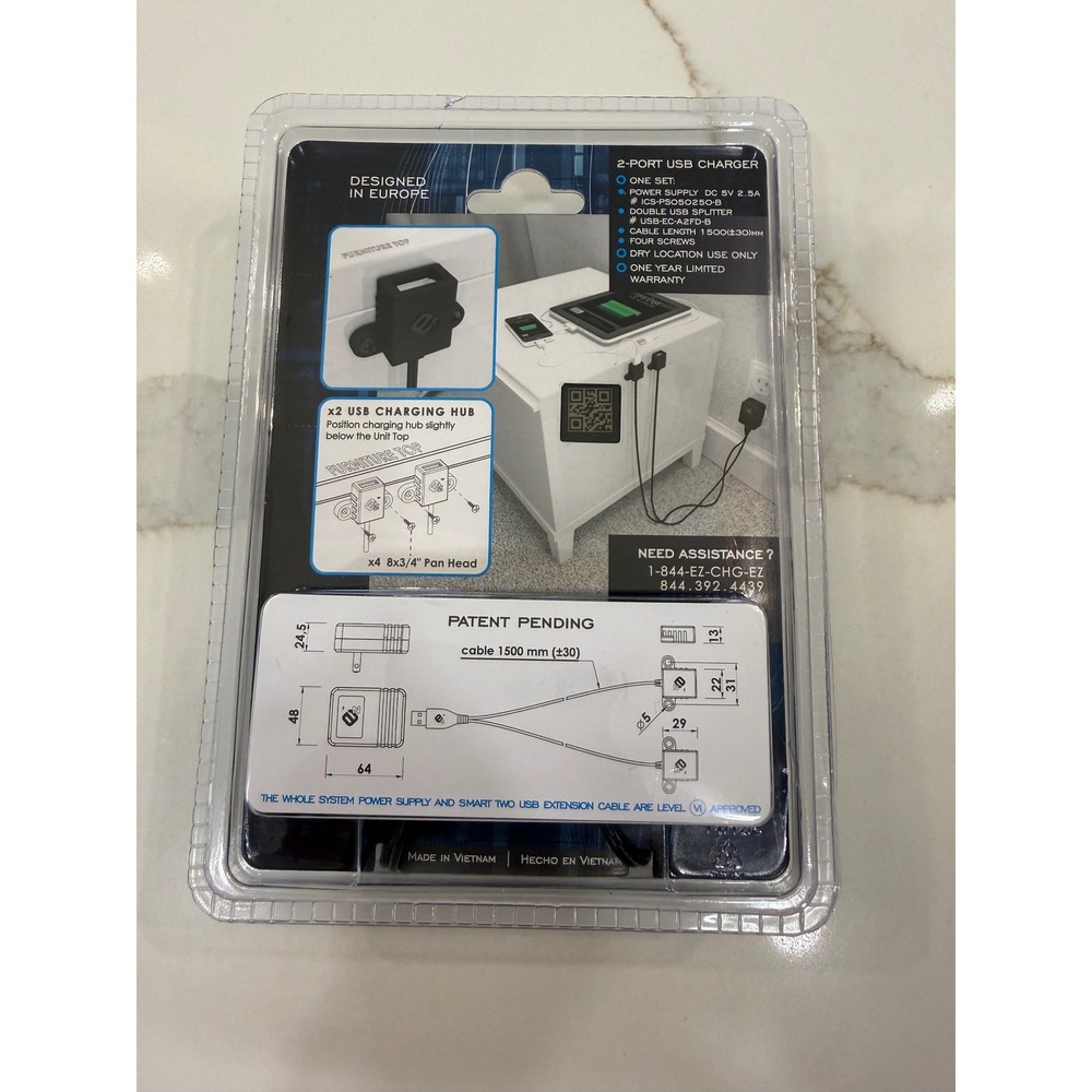 EZ Collection 2-Port USB Charger Furniture Mount Intelligent System 4 FD-B Black - Picture 3 of 6
